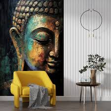 Buddha Mural, Wall Mural , Interior Decor, Fiber Mural Painting,3d