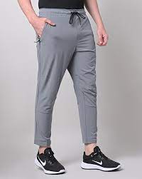 Male Poly Cotton Men Dark Grey Track Pant,Solid