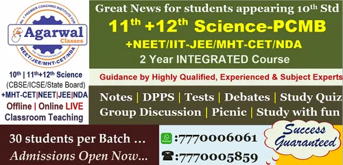 11th and 12th Science IIT-JEE MHT-CET NDA NEET Coa